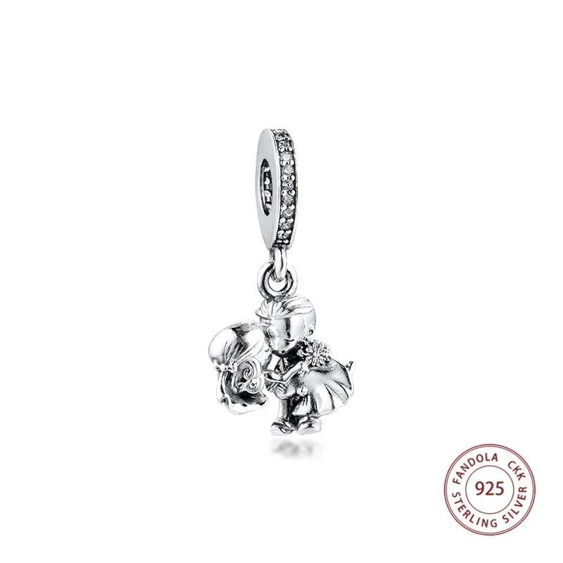 Подходят для браслетов Pandora браслет семейной пары серьги Подвески Оригинальное