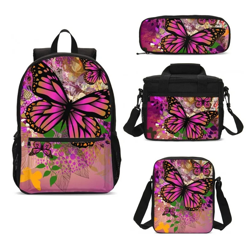 4 шт./компл. Портфолио для школы сумки детей модная одежда девочек с цветочным