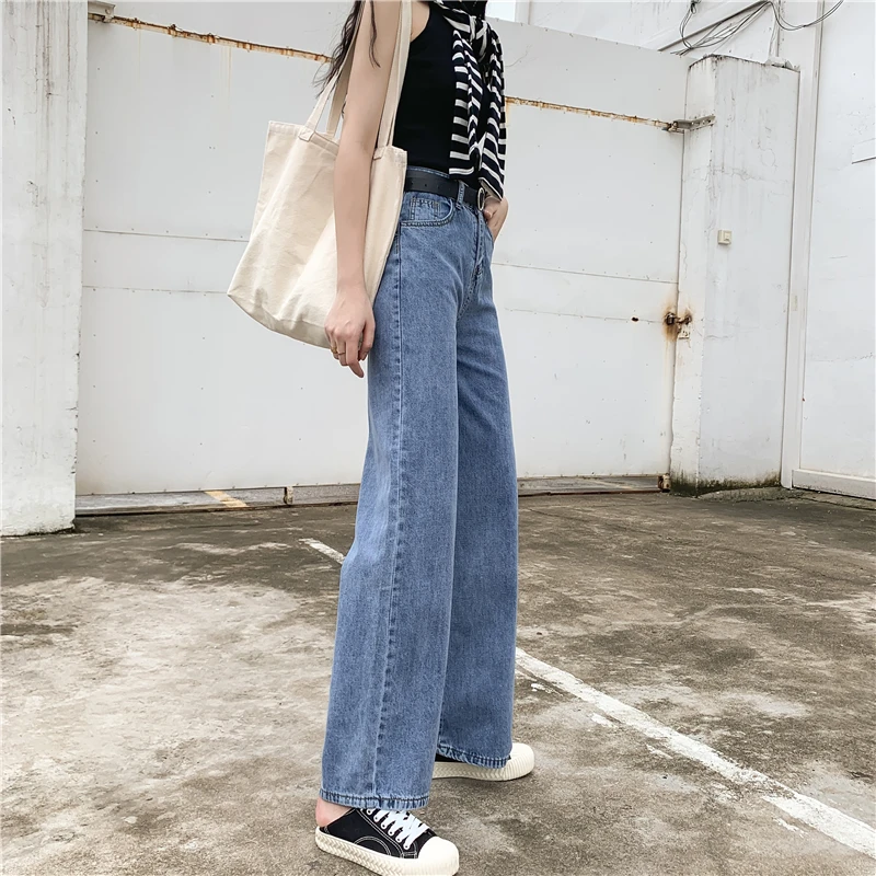 

Spring and Autumn Large Size Jeans for Plump Girls Women Xuan Ya Draping Korean Style Summer High Waist Loose Cropped Straight