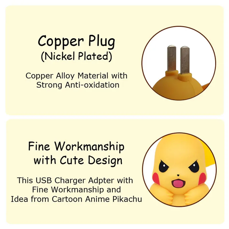 Мультяшное аниме смешное зарядное устройство пикачуэ Европейская USB Зарядка адаптер для iPhone samsung смартфон для LG G6 G5 G4 G3 K10 K8 V10 V20