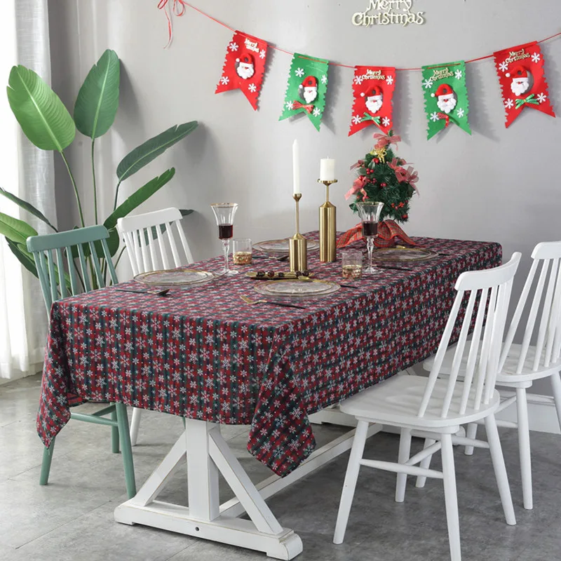 Рождественское платье со снежинками и с Ресторан Скатерти в клетку Новый год
