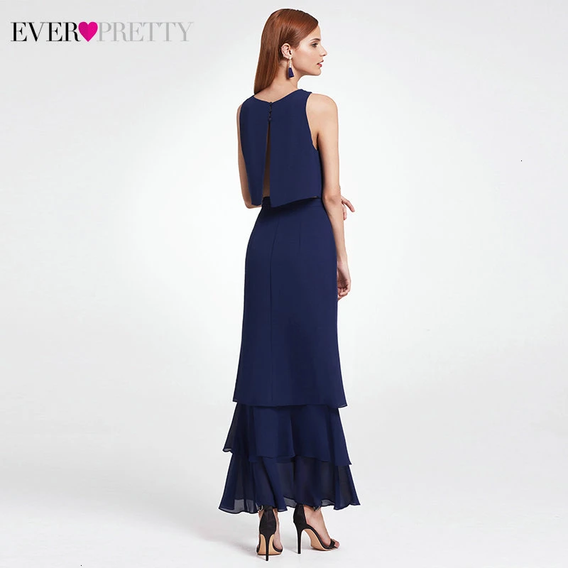 Элегантное платье подружки невесты из двух частей Ever Pretty; простое шифоновое платье с круглым вырезом и оборками для свадебной вечеринки; Sukienki; EP07173