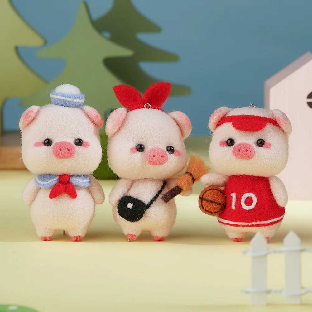 Non-Finished Felt Kit Rabbit Doll Wool Craft DIY Poked Kits Handcraft Needle Felting Material Package Cola Pig | Дом и сад