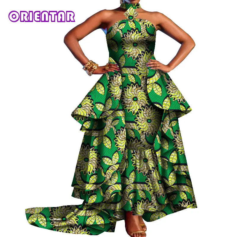 African Dresses for Women 2020 Party African Print Floor Length Dress Off Shoulder Dashiki Ladies African Dress Plus Size WY8263