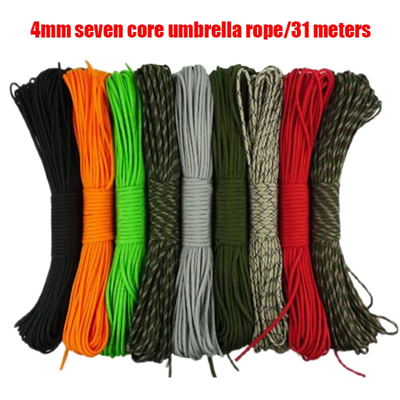

31 Meters Dia.4Mm 7 Stand Cores Paracord for Survival Parachute Cord Lanyard Camping Climbing Camping Rope Hiking Clothesline