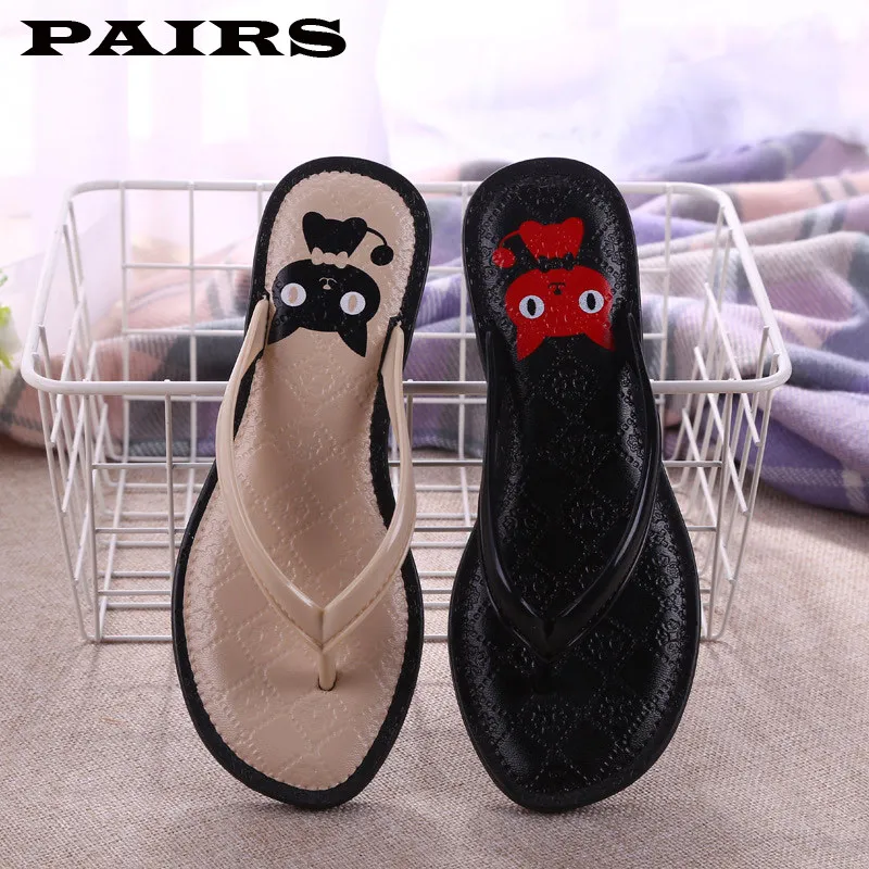 Новинка 2020 года Женские Вьетнамки Модная повседневная обувь с принтом кота