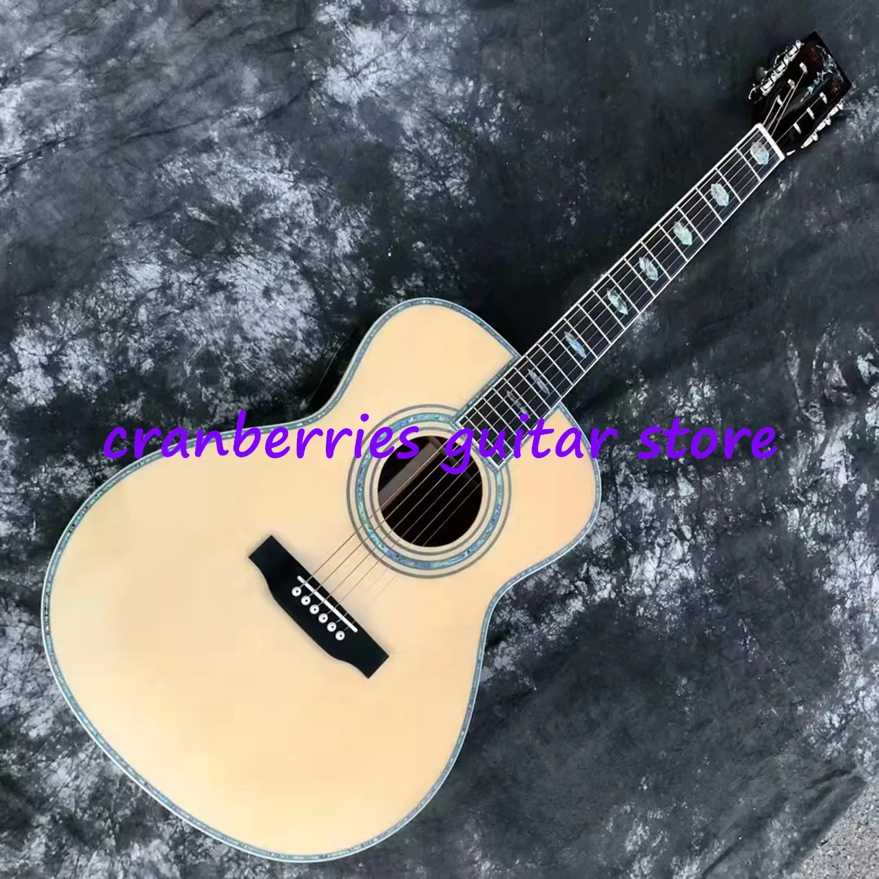 

Custom Guitarra,All Solid Wood Guitar,OM Body,Spruce Top,Rosewood Back and Sides,Real Abalone,Classical Headstock,Free Shipping