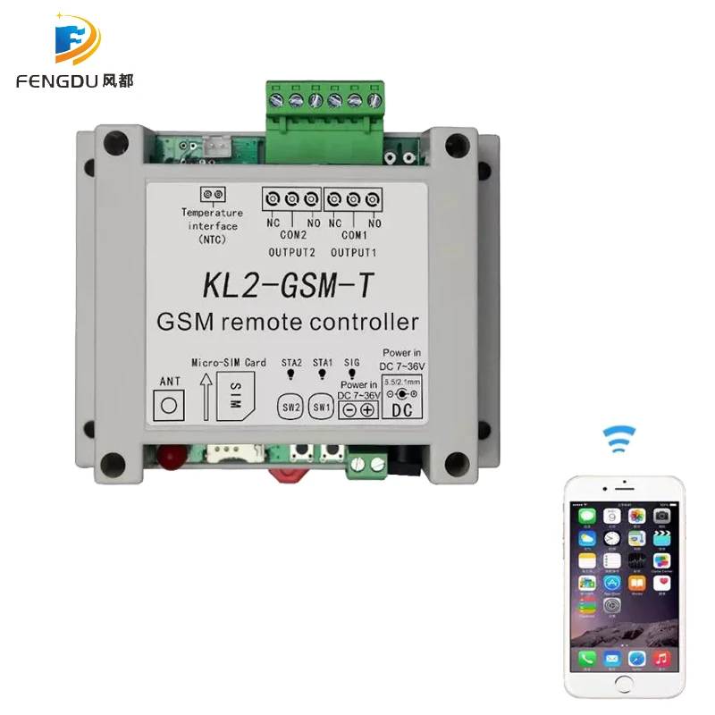 DC12V 2 канальный релейный выход GSM удаленный контроль переключатель KL2-GSM-T с 1 метра