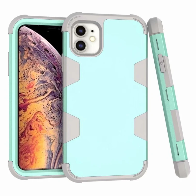 Для iPhone 6 6S 7 8 Plus X Xs Xr 11 Pro Max чехол двухслойный силиконовый Жесткий пластиковый