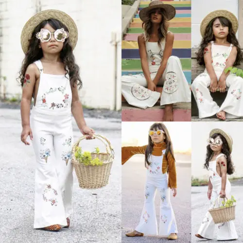 Новый Детский комбинезон с цветочным рисунком для девочек платье на подтяжках