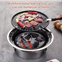 korean charcoal barbecue grill stainless steel non stick barbecue tray grills portable charcoal grill for outdoor camping bbq