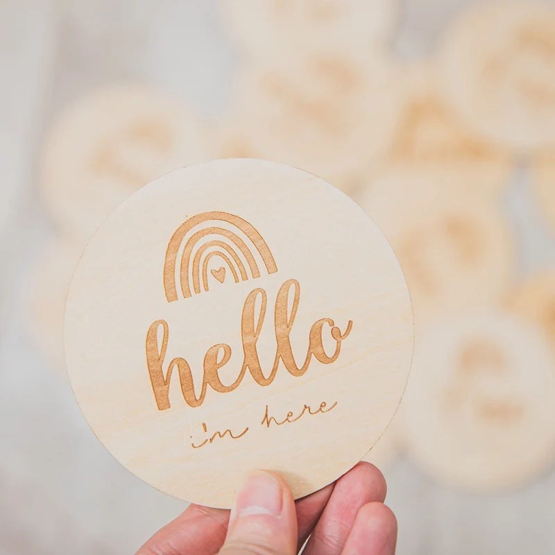 

14pc Newborn Photogra Wooden Month Milestone Cards Handmade Monthly Memorial Commemorative Photo Accessories Baby Souvenir Stamp