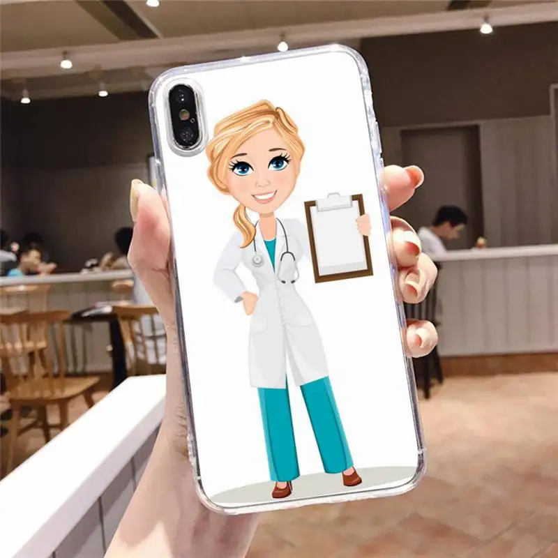 

Cartoon doctor pattern fundas Phone Case Transparent soft For iphone 5 5s 5c se 6 6s 7 8 11 12 plus mini x xs xr pro max