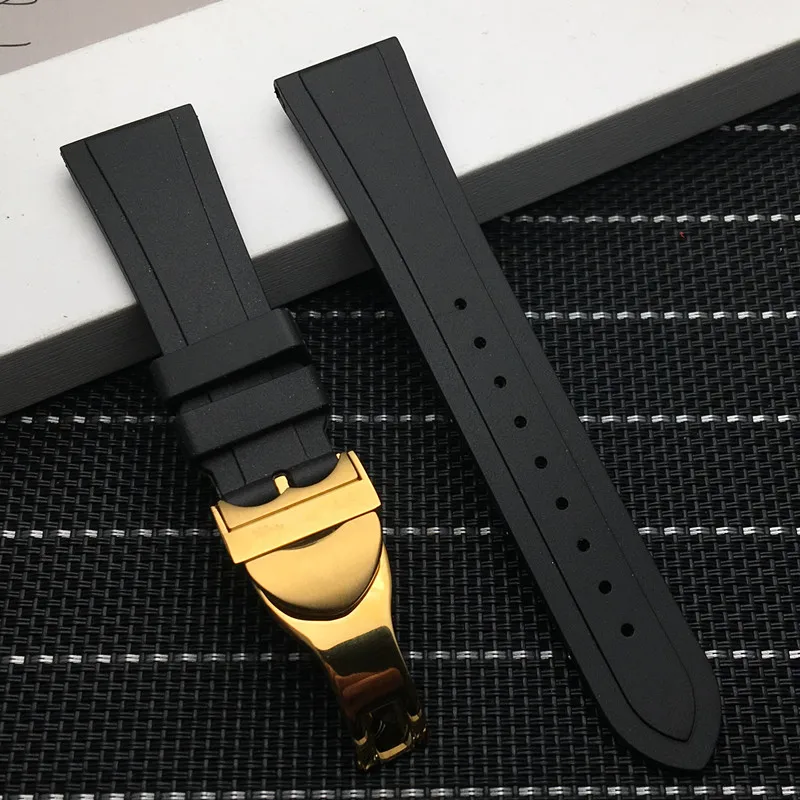 Ремешок силиконовый сменный для наручных часов черный водонепроницаемый