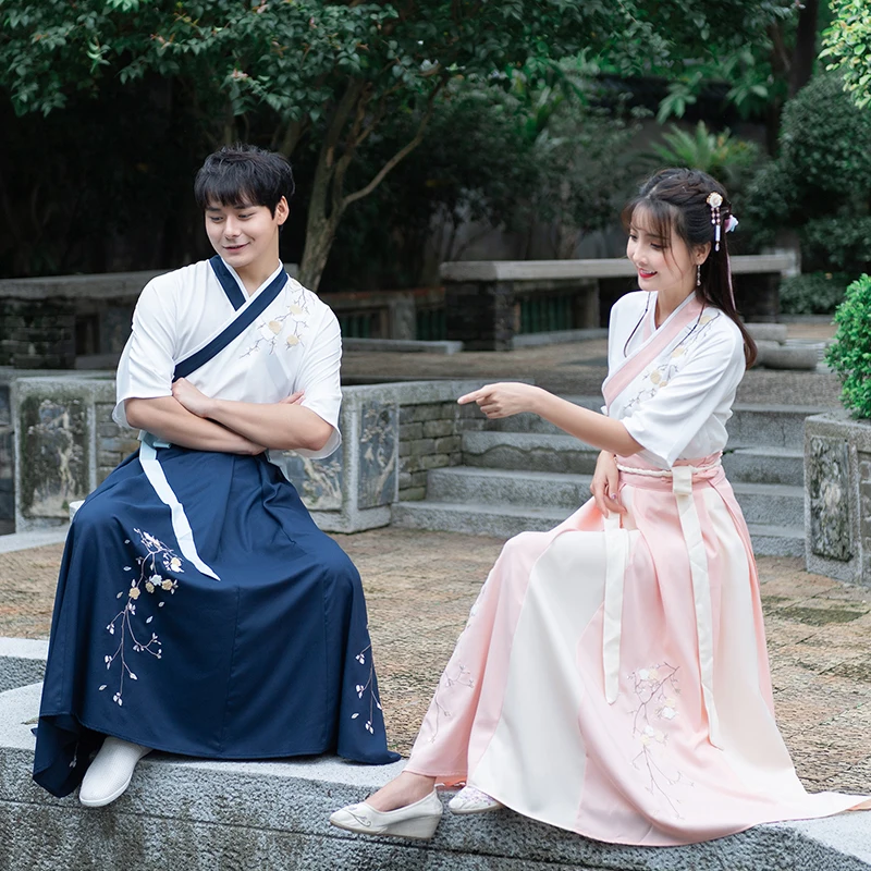 2020 костюм ханьфу с коротким рукавом для мужчин и женщин традиционный китайских