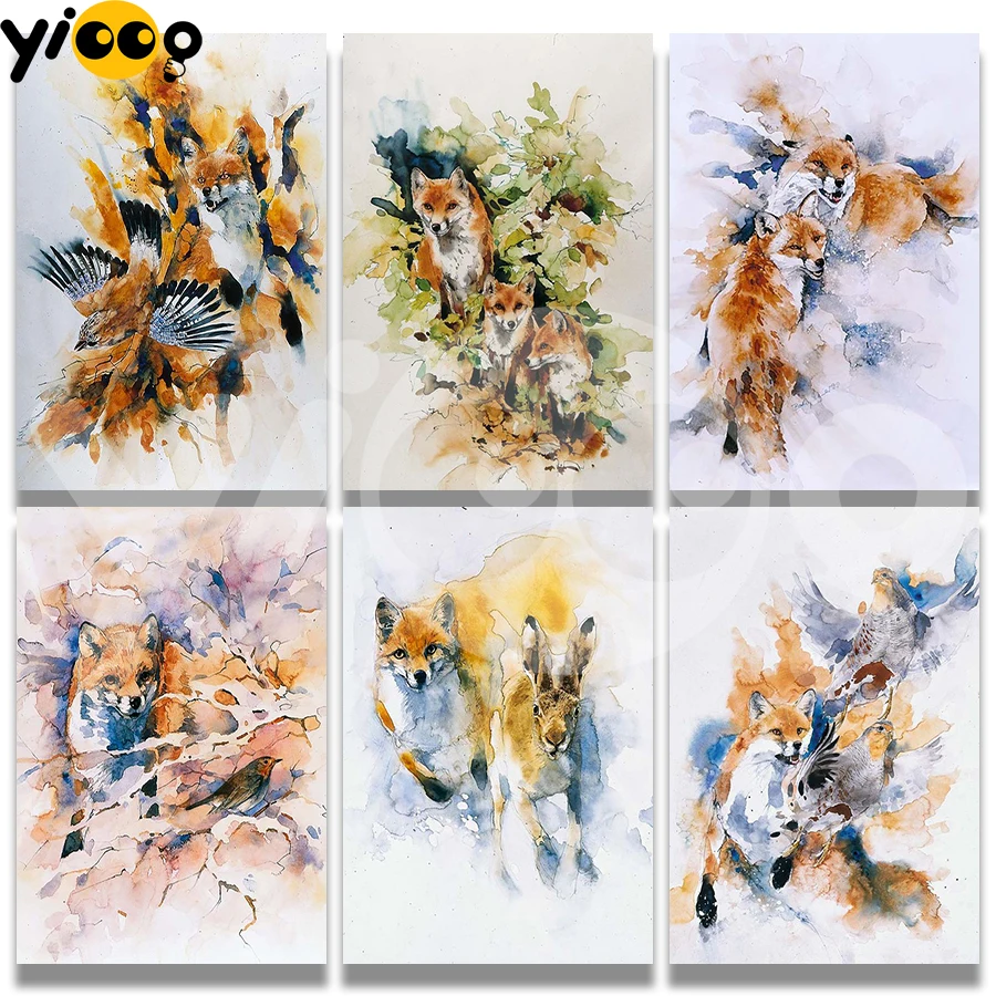 

Full Square/Round Diamond Embroidery Sketch Fox Animals 5D Diamond Painting Cross Stitch Rhinestone Mosaic Home Decor Gift