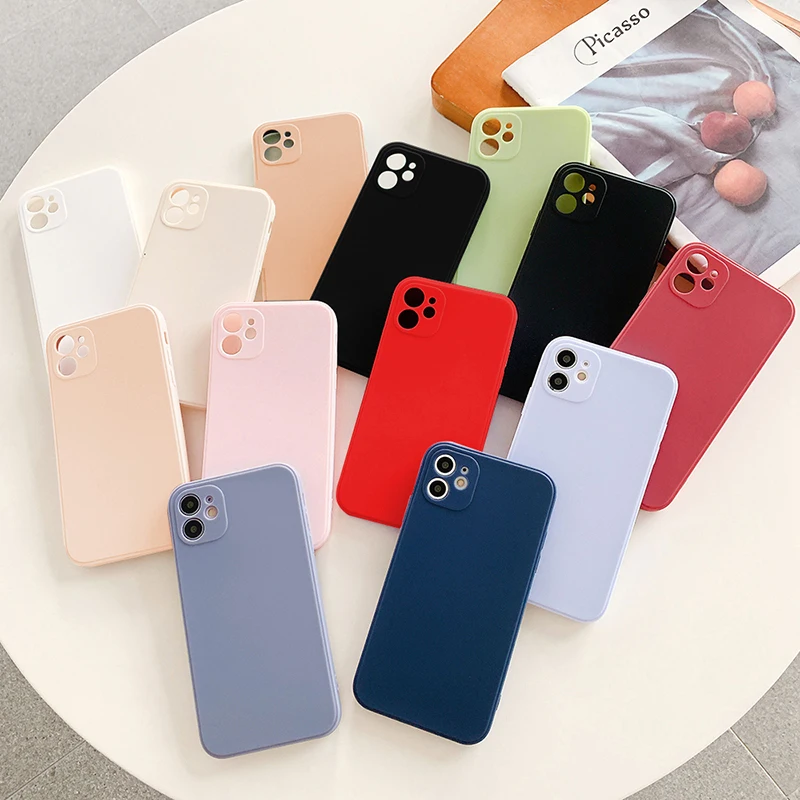 

Candy Color Silicone Case For iPhone 11 12 Pro Max X XR XS MAX 6S 7 8 Plus SE 2020 Case For iPhone 12 Mini Soft Full Cover Funda