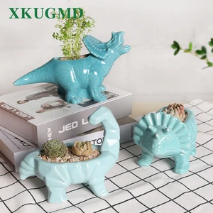 Креативный балкон сочные Мультяшные животные динозавры керамика растение цветочный горшок Настольный орнамент украшение дома плантатор