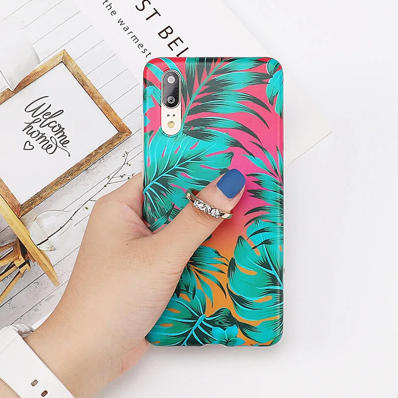 c with finger ring LOVECOM винтажный цветок банановый лист чехол для телефона для huawei mate 30 Lite P20 P30 mate 20 Pro Lite мягкая IMD задняя крышка на весь корпус - Цвет: c with finger ring