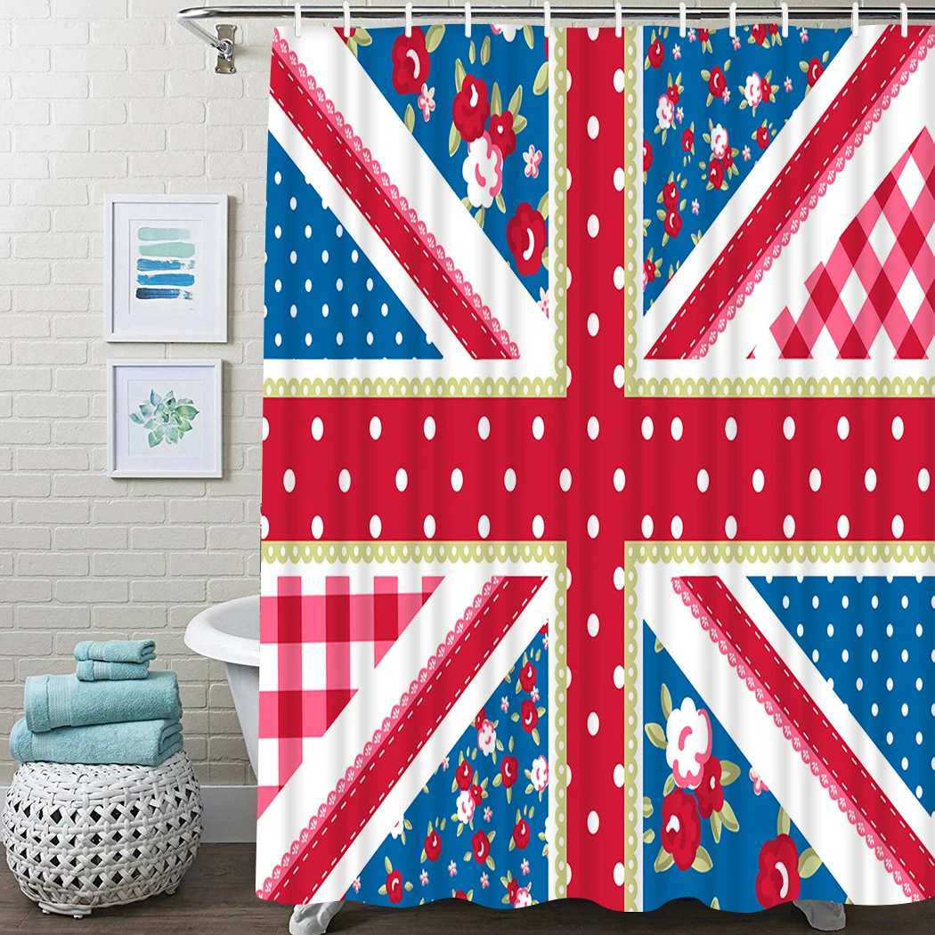 

British Flag Shower Curtain Style Floral Bathroom Shower Curtain With Hooks Union Floral Waterproof Bathroom Shower Curtain
