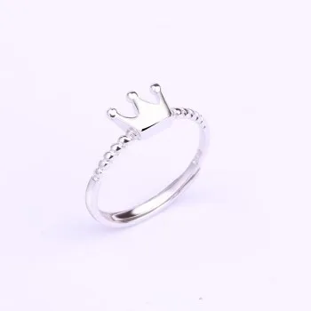 

European and American SS925 Silver Crown Open Ring Female Retro Ring Joint Tail Ring Silver Jewelry FSR015VHDYC