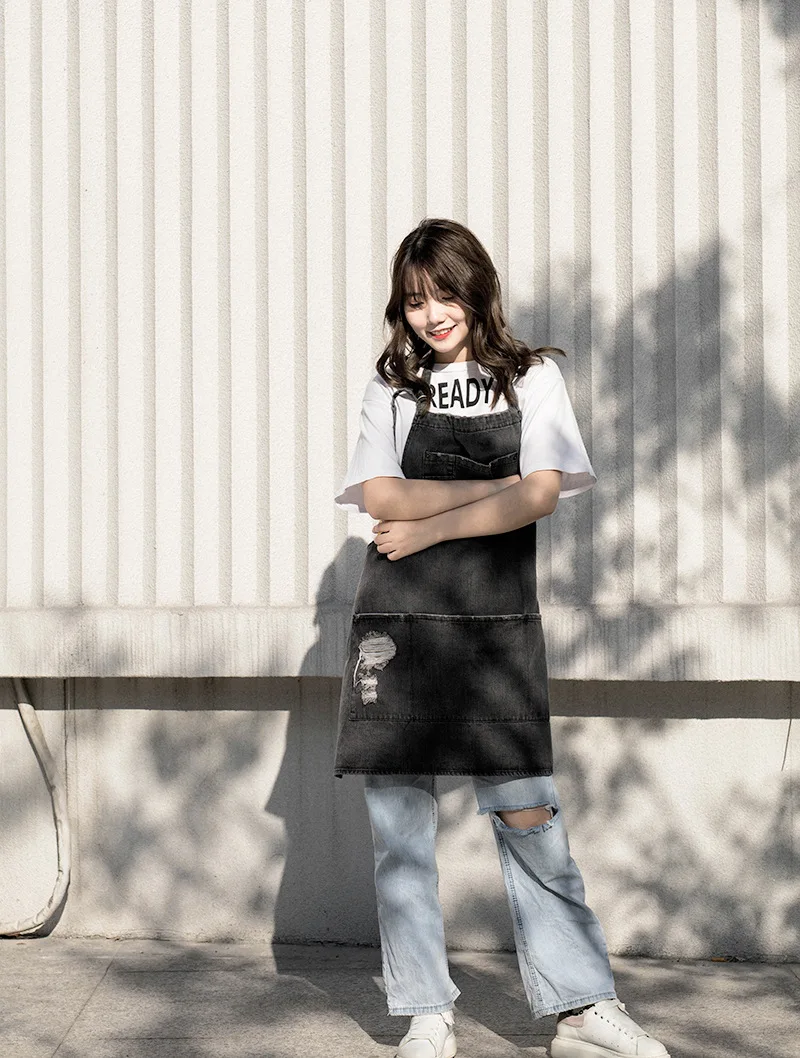 Хлопковый джинсовый фартук Модный корейский комбинезон для взрослых