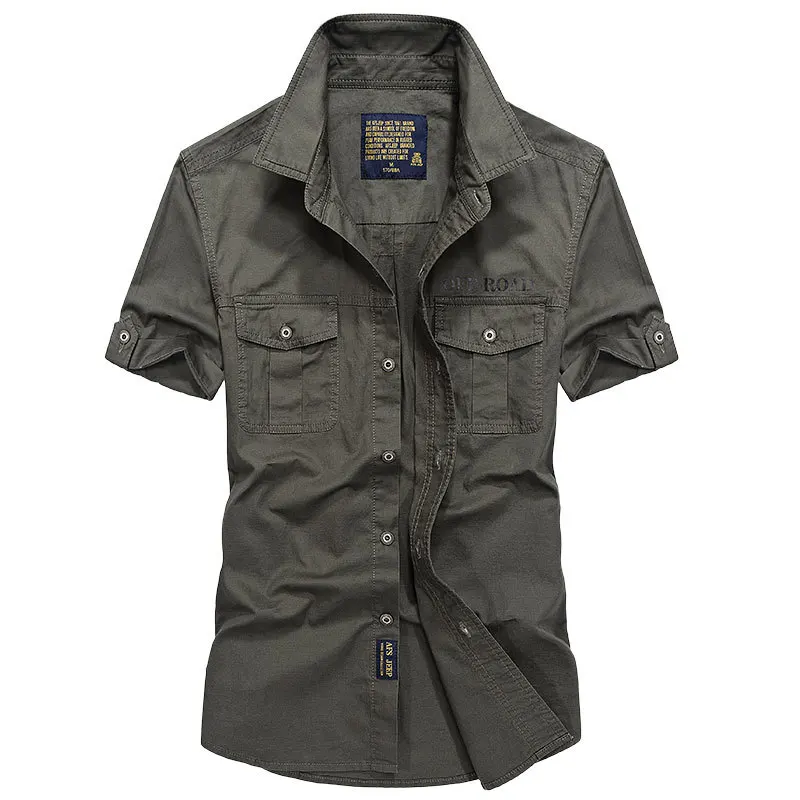 Plus Size 4XL Men's Summer Short Sleeve Shirts Cargo military Shirts Breathable Cool imported clothing camisa social masculina