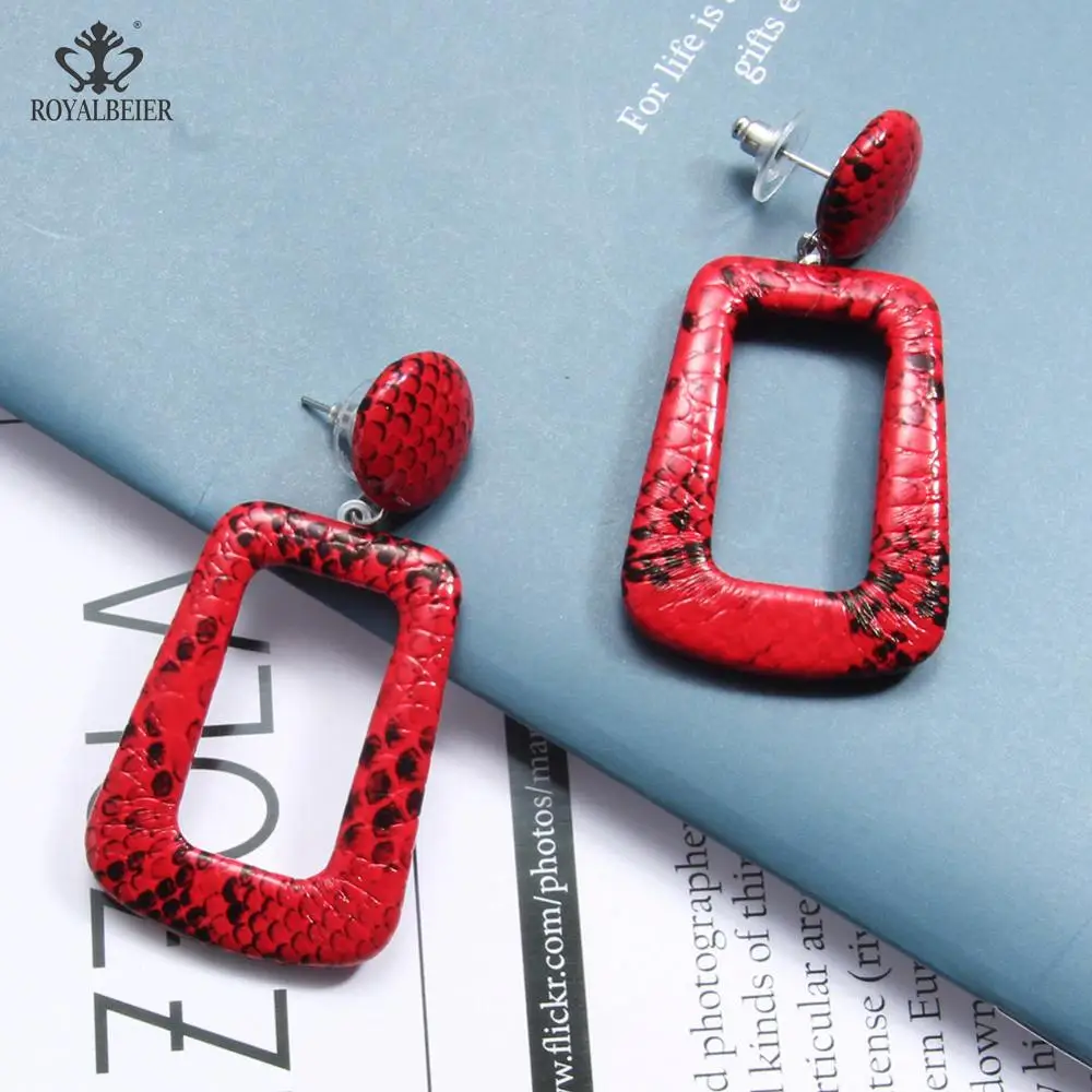 Женские винтажные серьги капельки большие геометрические в виде змеиной