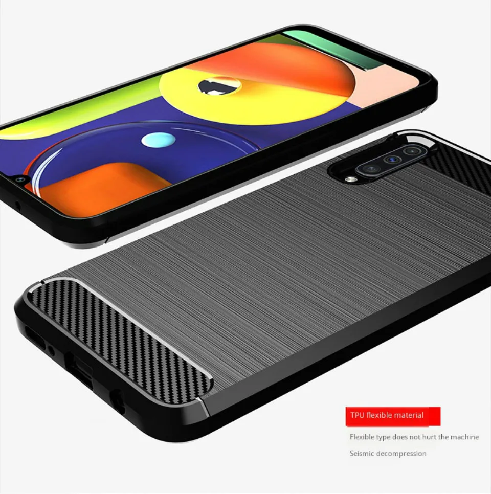 Чехол для телефона для samsung Galaxy A50S защита из углеродного волокна узор силиконовый Ударопрочный Мягкий
