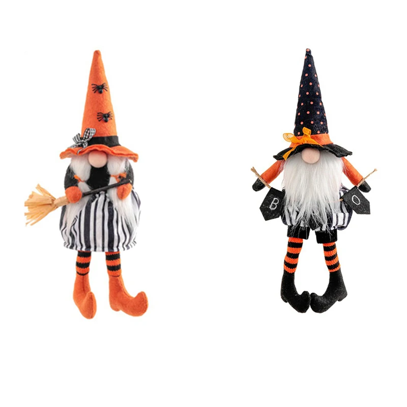 

Кукла карликовая с длинными ножками и метлой на Хэллоуин, необычная кукла без лица, украшение для дома, настольные украшения