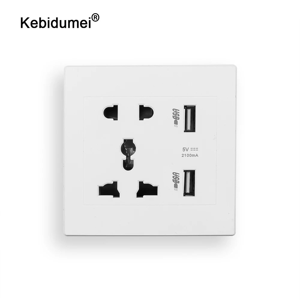 Kebidumei USB настенная розетка AC 110 250 В US UK EU AU 2 порта 5 0 в зарядное устройство для