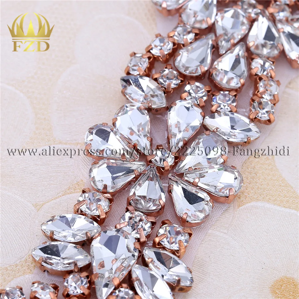 (1 шт.) Свадебный ремень кристаллы розовое золото коготь мотив Аппликации разрыв