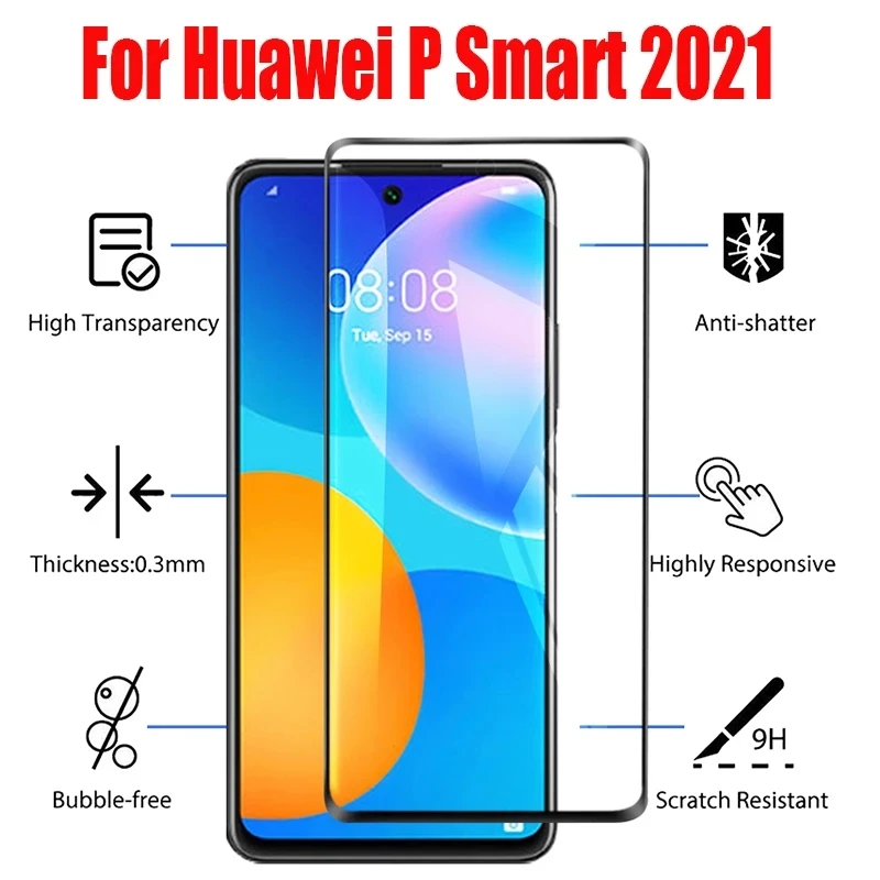 

2 шт. 3d полное клеевое закаленное стекло для huawei p smart 2021 полное покрытие защитная пленка Защита экрана для huawi psmart 2021