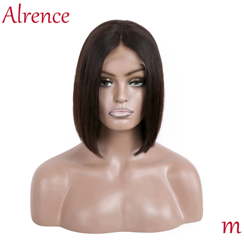 Индийские прямые парики с кружевами 150% короткие из человеческих волос Боб 13X4