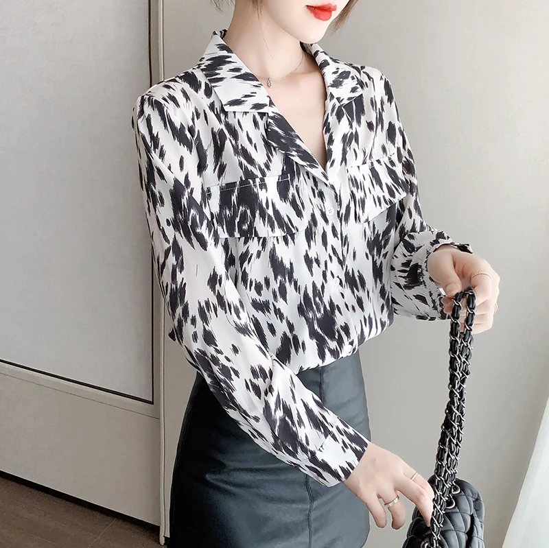 

Lauri Laki New Print Blouse Women Plus Size Elegant Office Lady Long Sleeve Shirts Mujer Autumn Tops 2021 Vintage Blouse Chic