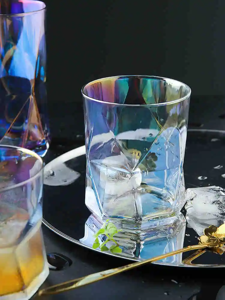Стеклянная чашка для виски с красочной талией бокалы вина неправильной формы