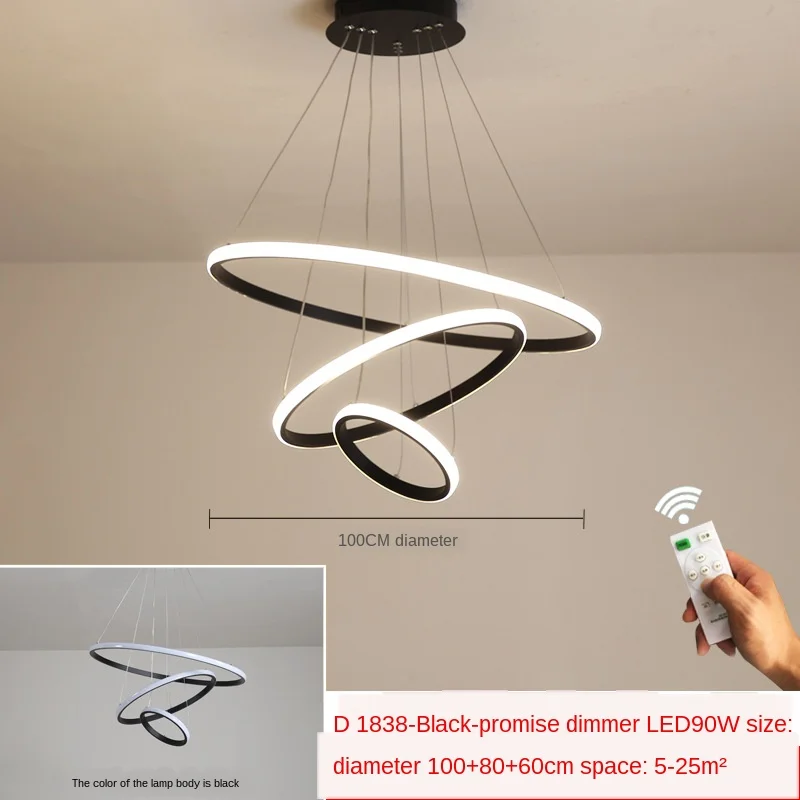 

2020 New Nordic Modern Living Room Chandelier Simple Dining Room Chandelier Ring Lighting Creative Net Red Bedroom Lamps