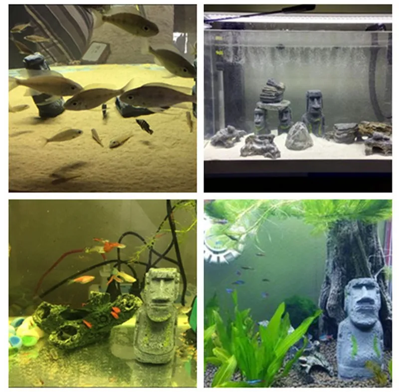 Абстрактный рыбы в аквариуме украшения (декор) статуя с острова Пасхи орнамент |