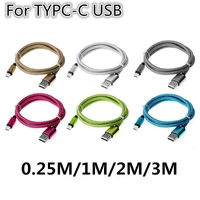 10pcs 25cm1m2m3m nylon braided wire fast charging typc c usb cable for samsung s10 huawei p20 phone data sync charger cable
