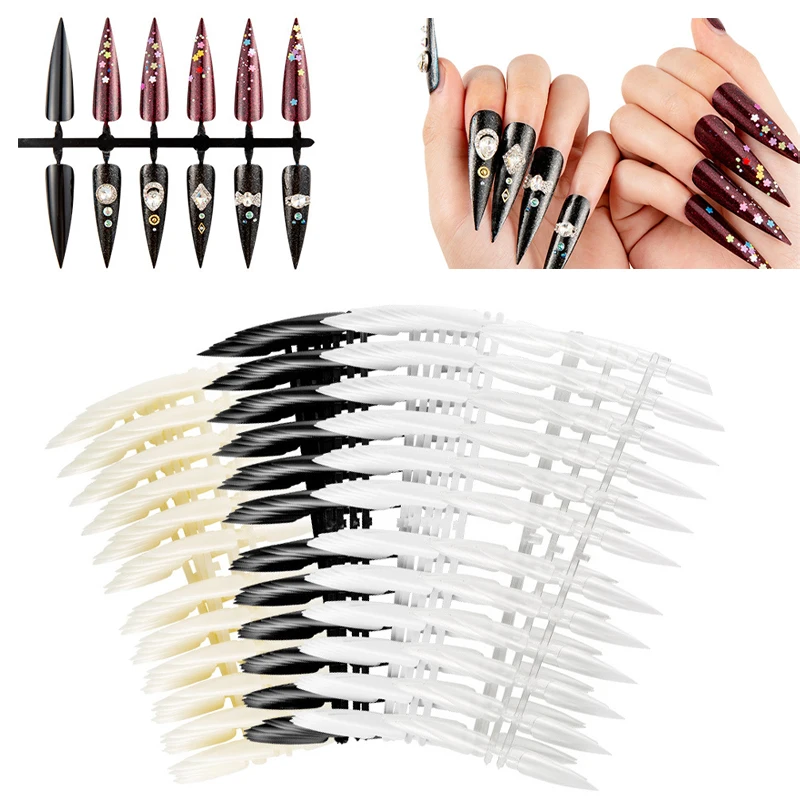 

240 шт. острые длинные профессиональные искусственные накладные ногти лак цветной гель для практики демонстрации карт палочки инструменты д...