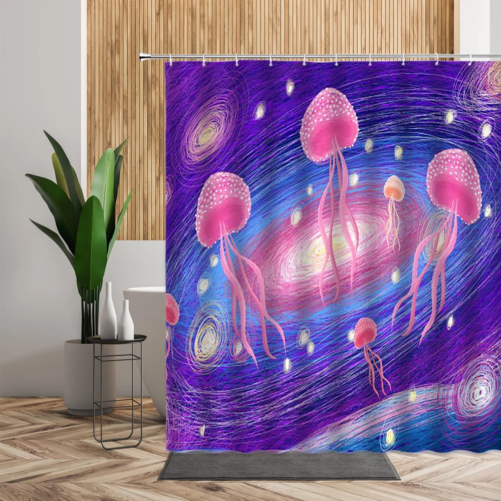 

Морской животное шапочка для душа Шторы Океаническая Медуза Ванная комната Домашний декор 3D для студийного фона Водонепроницаемый печати ...