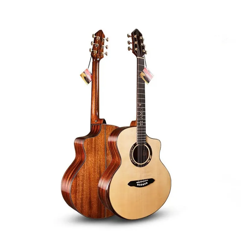 Профессиональная полностью твердая гитара 41 дюймовая Джамбо с вырезом и верхом