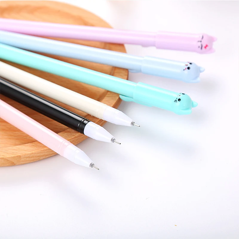 Гелевая ручка с мультяшным черным котом 6 шт./лот милые пластиковые ручки для