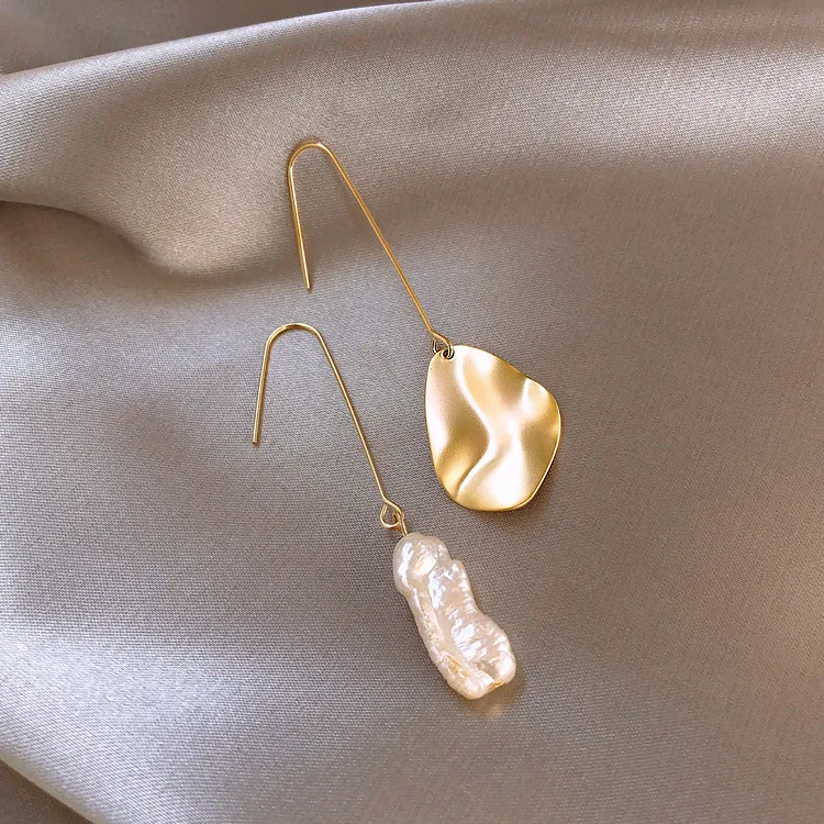 Серьги из натурального пресноводного жемчуга Асимметричные женские большие