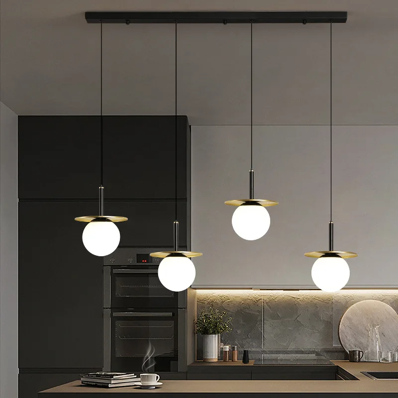 

Nordic Led Pendant Light for Kitchen Island Dining Room Modern Black Gold Bedroom Bedside Parlor Glass Ball Ceiling Hanging Lamp