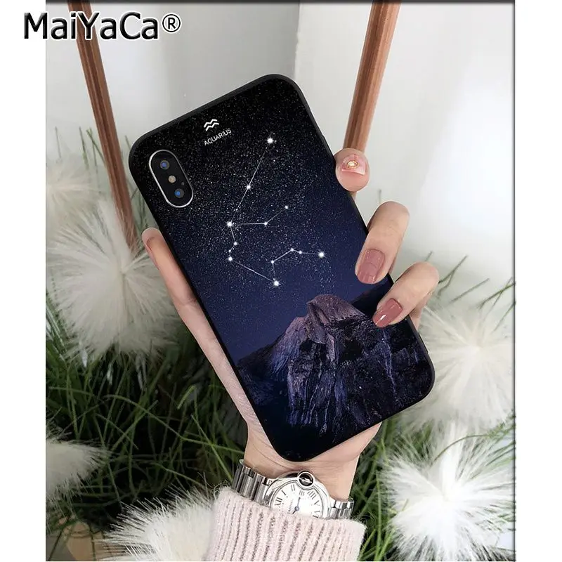 Мягкий ТПУ чехол для телефона MaiYaCa Zodiac Signs constellation Star Mountain iPhone 5 5Sx 6 7 7plus 8 8Plus X XS MAX XR 11