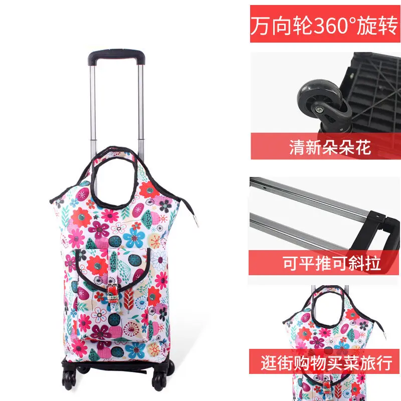 

Telescopic folding grocery shopping cart trolley bag aluminum alloy universal wheel shopping cart travel bag shopping bag