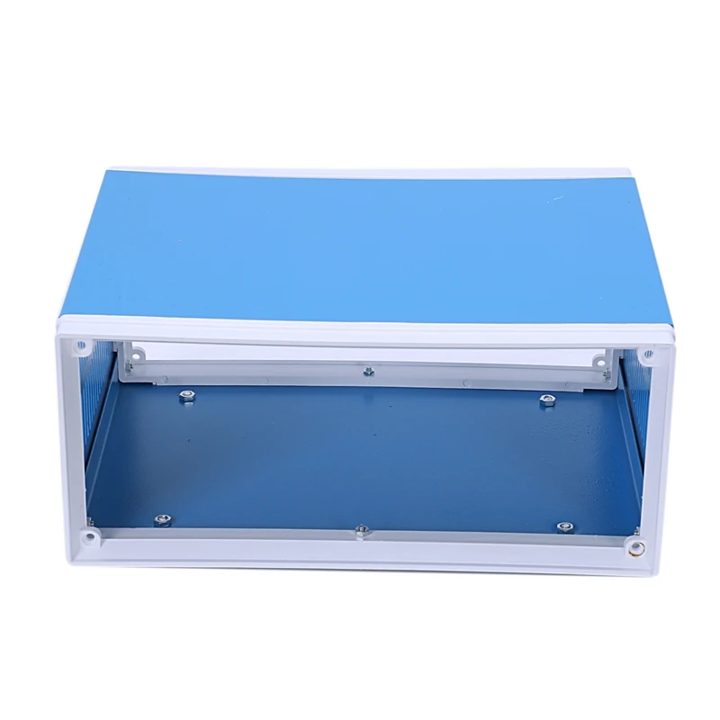 Фото 9 8 "x 7 5" x 4 3 "синий металлический корпус проект Чехол DIY Распределительная 9 8 "x 7 5" x 4 3 "синий металлический корпус проект Чехол DIY Распределительная