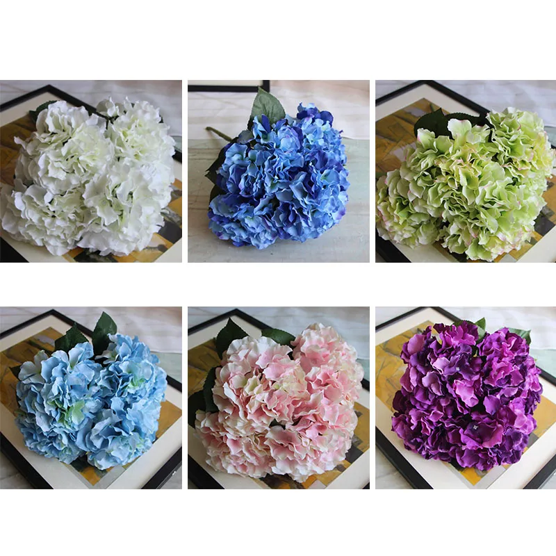 

5 Heads Artificial Fake Silk Hydrangea Flower Bouquet For DIY Wedding Home Decor