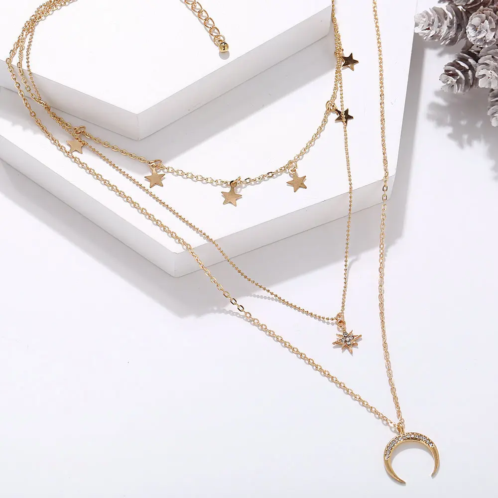 

Punk Layered Chain Necklace Neck Chains for Women Vintage Exaggerated Golden Goth Hoop Metal Necklace 2021 Clavicle Jewelry